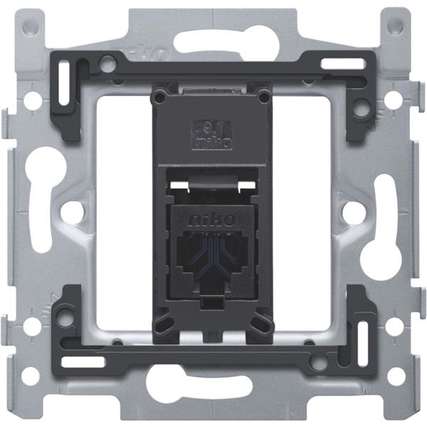 1 RJ45-aansluiting UTP cat. 6, vlakke uitvoering, incl. inbouwraam 60 x 71 mm met schroefbevestiging