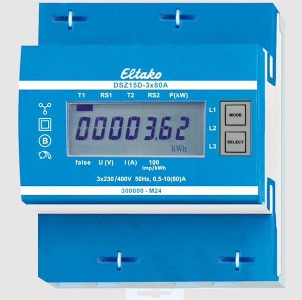 Elektronische 3-fazige energiemeter 3x80A geijkt