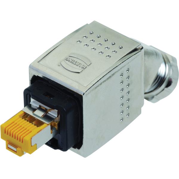 Han PP RJ45 10G met. plug set 45° bottom