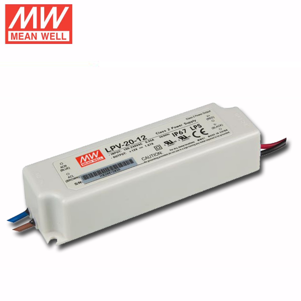 MEAN WELL LED voeding IP67 20W 12VDC
