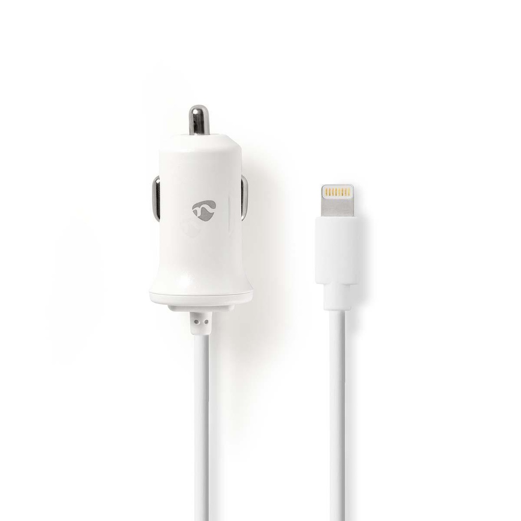 Auto-oplader- 2.4 A - vaste kabel - Apple with lightning connector