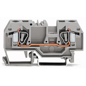 2-draads rijgklem; 6 mm²; Markering in het midden; voor draagrail 35 x 15 en 35 x 7,5; CAGE CLAMP®; 6,00 mm²; grijs