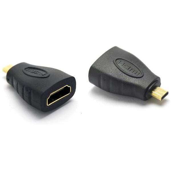 6396, adapter HDMI female-micro HDMI male verguld, zwart