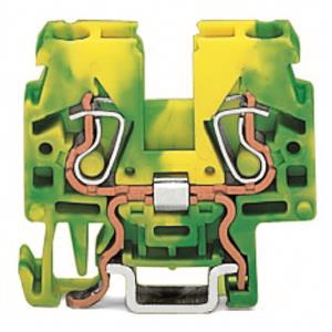 2-draads aardklem; 2,5 mm²; markeringshouders aan de zijkant; Voor draagrail 15; CAGE CLAMP®; 2,50 mm²; groen-geel