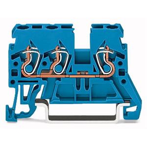 3-draads rijgklem; 2,5 mm²; geschikt voor Ex i-toepassingen; Markering aan zijkant en in het midden; voor draagrail 35 x 15 en 35 x 7,5; CAGE CLAMP®; 2,50 mm²; blauw