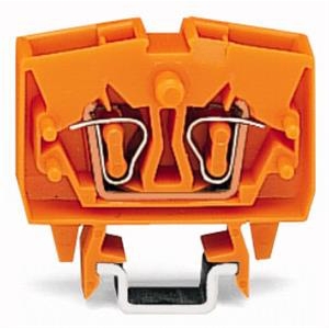 2-draads MINI-rijgklem; 2,5 mm²; met testmogelijkheid; Markering in het midden; Voor draagrail 15; CAGE CLAMP®; 2,50 mm²; oranje