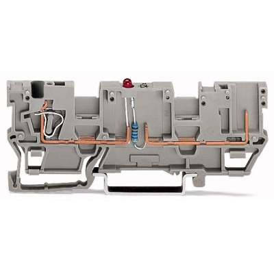 1-draad/1-pin-LED-basisklem, anode rechts, met 2-voudige dwarsbrug, ov