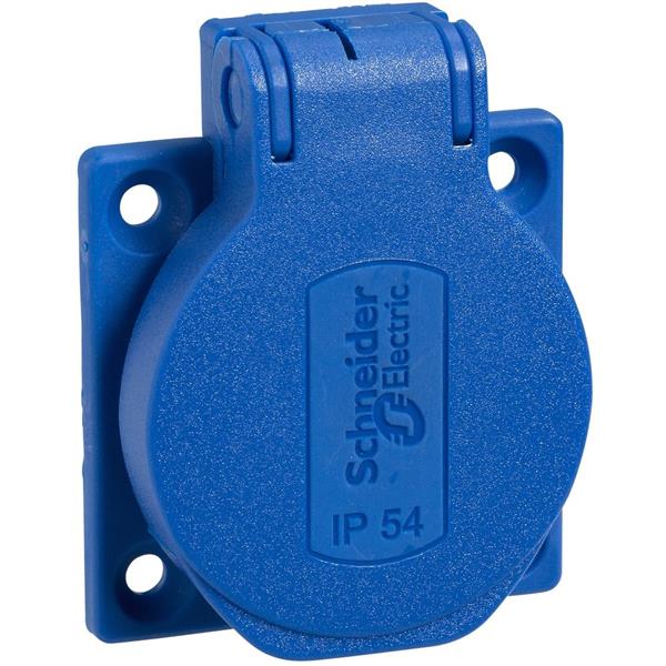 PratiKa stopcontact-blauw-2P + E-10/16 A-250 V-Frans-IP54-verzonken-achter