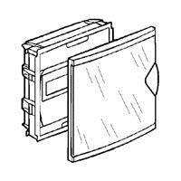 Inbouwverdeelkast - 1 rij - 6 + 2 modules - met doorzichtige gefumeerde isolerende deur - IP 40 - IK 07 - klasse II - afmetingen 213 x 205 x 71 mm