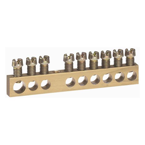 Klemmenblok - IP 00 - onbeschermd - opschroefbaar - lengte 73 mm - capaciteit 8 x 16 mm² (80 A maximum - 400 V) + 1 x 25 mm² (100 A maximum - 400 V)