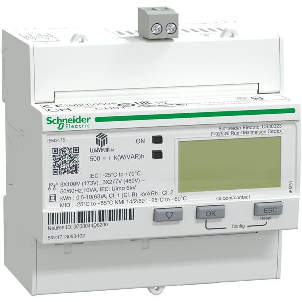 iEM3175 energiemeter - 63 A - LON - 1 digitale ingang - multitarief