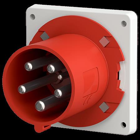 Toestelcontactstop 63A 5P 6H 400V rood IP44, hittebestendig, vernikkelde contact