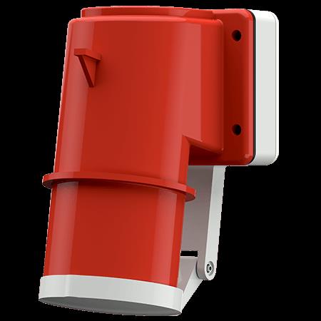 Toestelcontactstop 32A 5P 6H 400V rood IP44, met klapdeksel