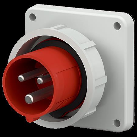 Toestelcontactstop 32A 4P 6H 400V rood IP67, vernikkelde contacten