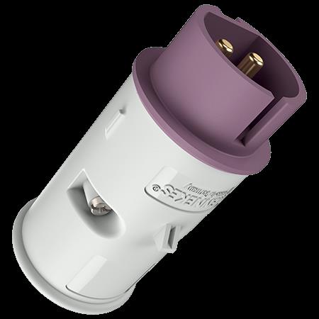 Contactstop 32A 2P 20-25V violet IP44, met tule