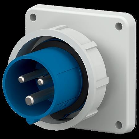 Toestelcontactstop 32A 4P 9H 230V blauw IP67, met vernikkelde contacten