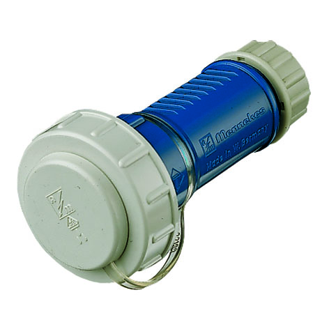 Koppelcontactstop SCHUKO 16A 2P+A 230V blauw/grijs IP68 met bajonetdeksel