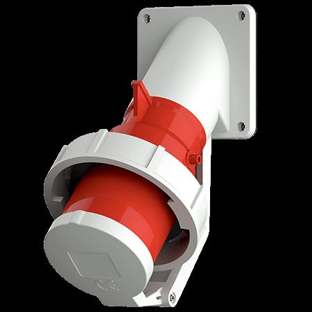 Toestelcontactstop inbouw 32A 5P 6H 400V rood IP44, met klapdeksel