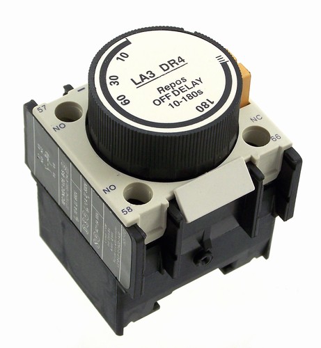 Telemecanique LA3D24A65 LA3DR4 023012 off-delay time block module 10 - 180 seconds with 1NO + 1NC 10A 660 VAC contacts (for use with contatctor LC1D/LP1D/CA2D/CA3D)