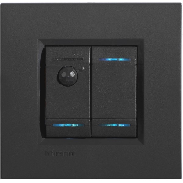 Schakelaar-Bewegingsdetector 3-toets serie Bticino Living.Light-Black RGB