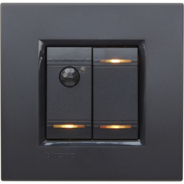 Schakelaar-Bewegingsdetector-Thermostaat 3-toets Bticino Living.Light-Black RGB