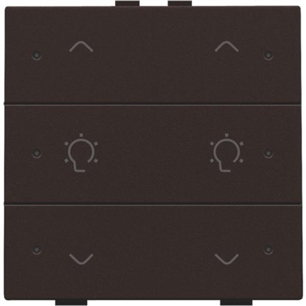 Home Control 2-voudige bediening dimmer met 6-voudige toets+led, bruin