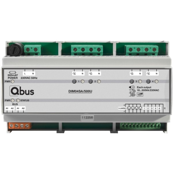 Dimmermodule (4x 500VA) Universeel met 5 ingangen en LED terugmeldingsoptie