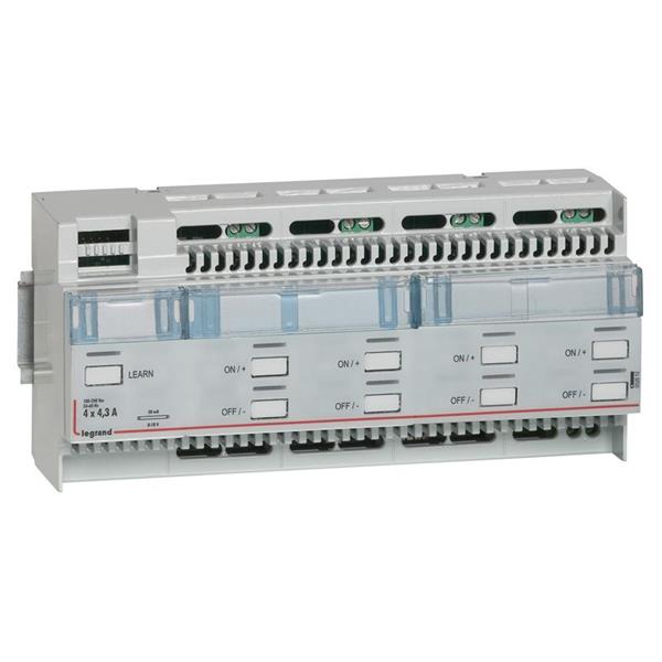 SCS - DIN dimmer 0-10V 4 uitg. 1000VA - 10 DIN mod