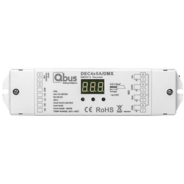 Qbus DMX decoder 4 kanalen 5A elk