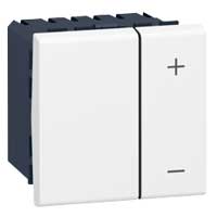 Mosaic dimmer zonder nulleider - 2 draden - 600 W - 110/230 V - 50 Hz - 2 modules - witte toets - te installeren in inbouwdoos met diepte 50 mm