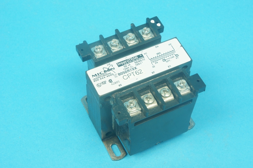 Micron Impervitran B050R7XK 3516040 control transformer 50 VA 50/60 Hz, primary: 380 VAC secondary: 24V