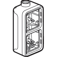 Plexo opbouwdoos met wartelingang M 20 voor 2 verticale mechanisme - grijs - IP 55 - IK 07 - 2 ingangen ( boven/onder)