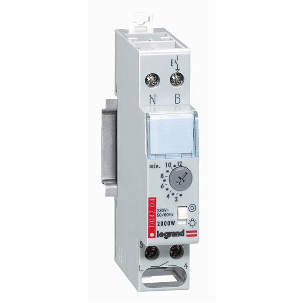 Trappenhuisautomaat multifunctioneel - elektronisch - voeding 230 V - 16 A - 1 module van 17,5 mm - instelbaar van 30 sec. tot 12 min. - contact 250 V