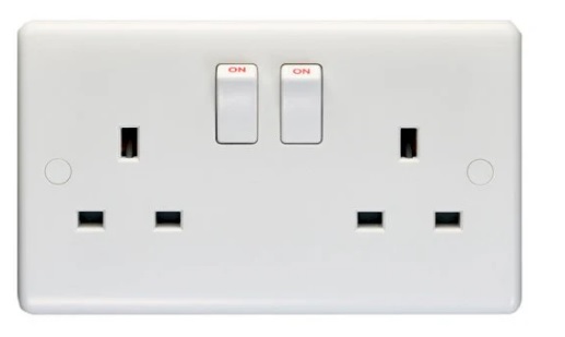 EXCEL Wiring & Accessories EXW132SDP BS1363 SS145 13A 250 VAC socket outlet 2 gang DP (Double Pole) switched socket double earthed white new