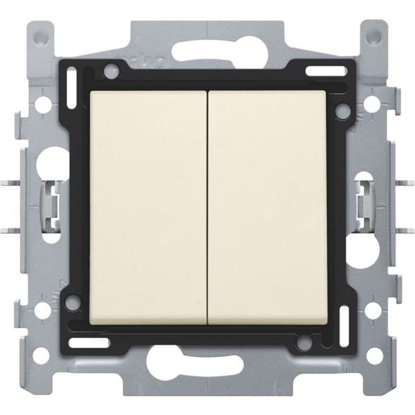 Dubbele wisselschakelaar, sokkel, schroefklemmen en afwerkingsset cream