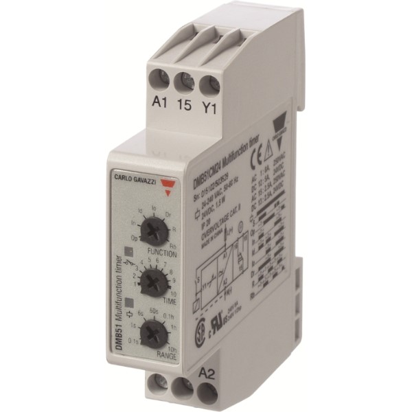 CG TIJDRELAIS-MULTI-FUNCTIE-12-240VAC/VDC-0.1 sec-100 uur-DIN-RAIL