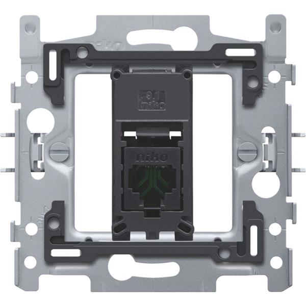 RJ45-aansluiting UTP cat. 5E, vlakke uitvoering, incl. inbouwraam 60 x 71 mm met klauwbevestiging