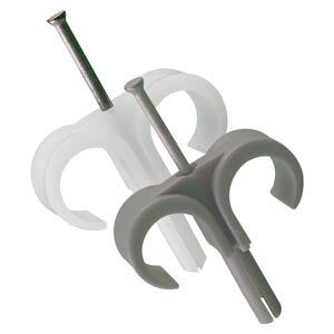 Dubbele plugclips met stalen nagel transparant voor buis 16-19 mm