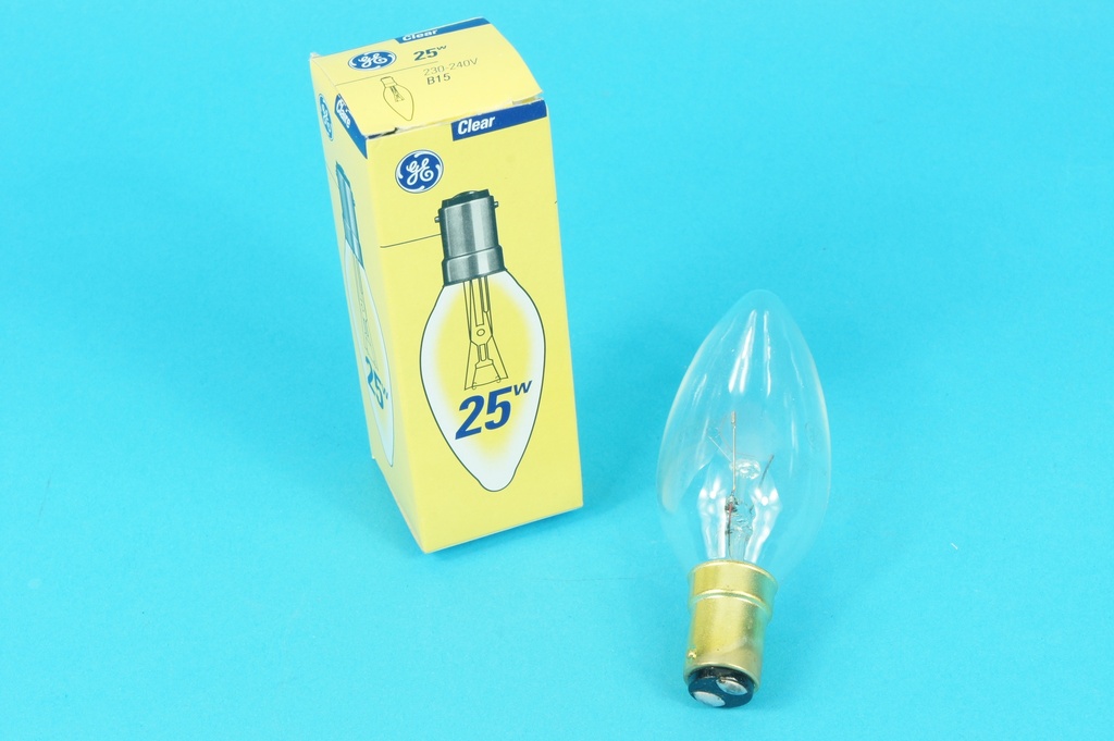 Candle Lamp Clear 25W B25 230V Lot of 2