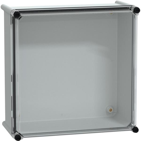 PLS kast, polyester achteraan, transparant PC deksel IP65 27x36x18cm