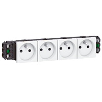 Mosaic standaard contactdoos speciaal DLP - 4 x 2P + A - 10/16 A - 250 V - 8 modules - wit - zonder houder - met steekklemaansluiting