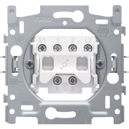 [170-02200] Sokkel voor tweepolige wisselschakelaar, 10 AX/250 Vac, schroefklemmen
