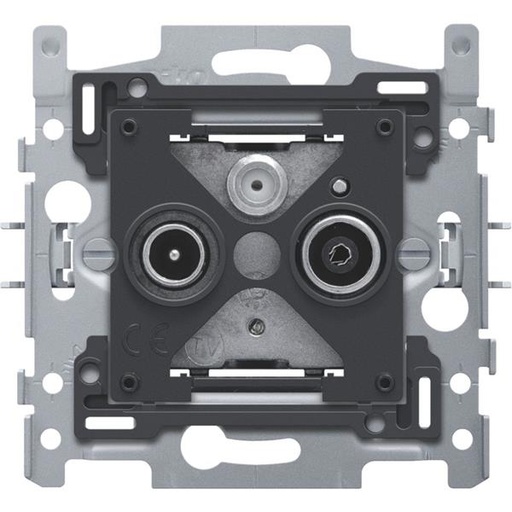 [170-09550] Sokkel voor 2x enkelvoudige coaxaansluiting voor tv en FM en een satellietaansluiting, klauwbevestiging