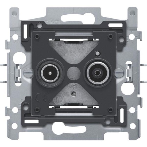 [170-09600] Sokkel voor 2x meervoudige coaxaansluiting voor tv en FM, klauwbevestiging