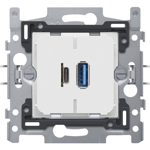 [420-00512] Dubbele smart USB-A en USB-C lader, sokkel 60x71, klauwbevestiging