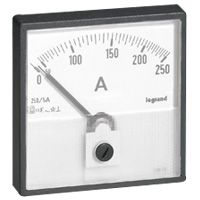 [014600] Amperemeter met ronde uitsnijding diameter 56 mm - aansluiting via stroomtransformator Ti met uitgang  0 - 5 A - voor meting op kastdeur XL 800/4000