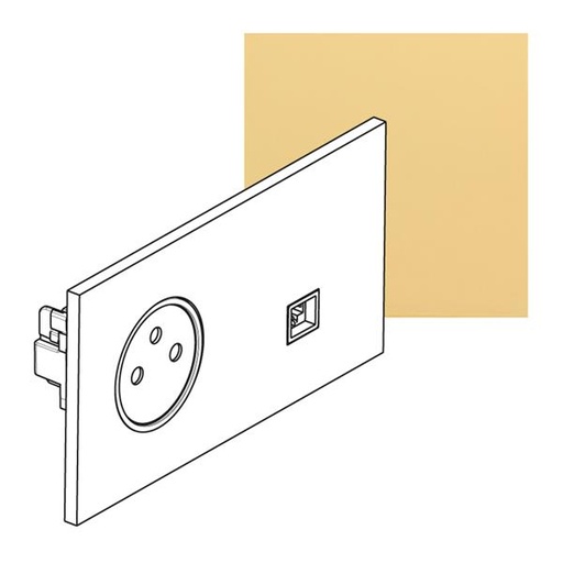 [AR67738] ART contactdoos 2P+A + RJ45 FTP épure Gespiegeld goud