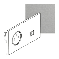 [AR67538] ART contactdoos 2P+A + RJ45 FTP épure Satijn staal