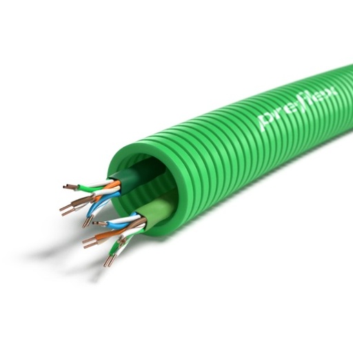 [TFZH2U/UTP6R100] Preflex safe voorbedrade buis 20mm LS0H groen + data 2 X U/UTP CAT6