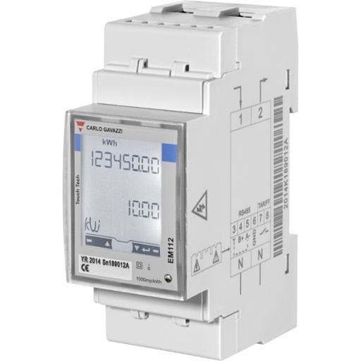 [EM112DINAV01XM1PFA] CG ENERGIEMETER/ANALYSER 1-FASE kWh-METER DIGT 100AAC 230VLN M-BUS MID